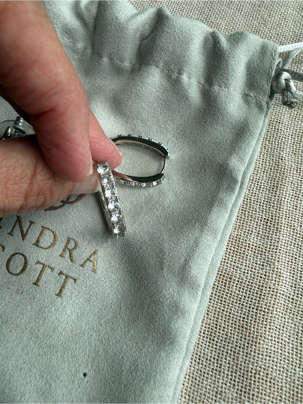 Kendra Scott Silver Crystal Huggie Hoop Earrings (2 pair) - Picture 5 of 6